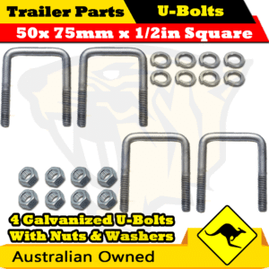 4 x U-Bolts 50mm x 75mm Square with Nuts Galvanized Trailer Box Boat Caravan