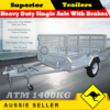 7×5 Heavy Duty Single Axle Box Trailers With Brakes Includes 900mm Cage