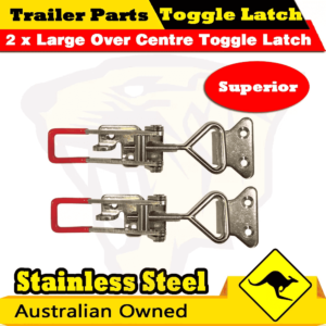 2x LARGE STAINLESS STEEL OVER CENTRE TOGGLE LATCH 100mm - TOOL BOX TRUCK TRAILER