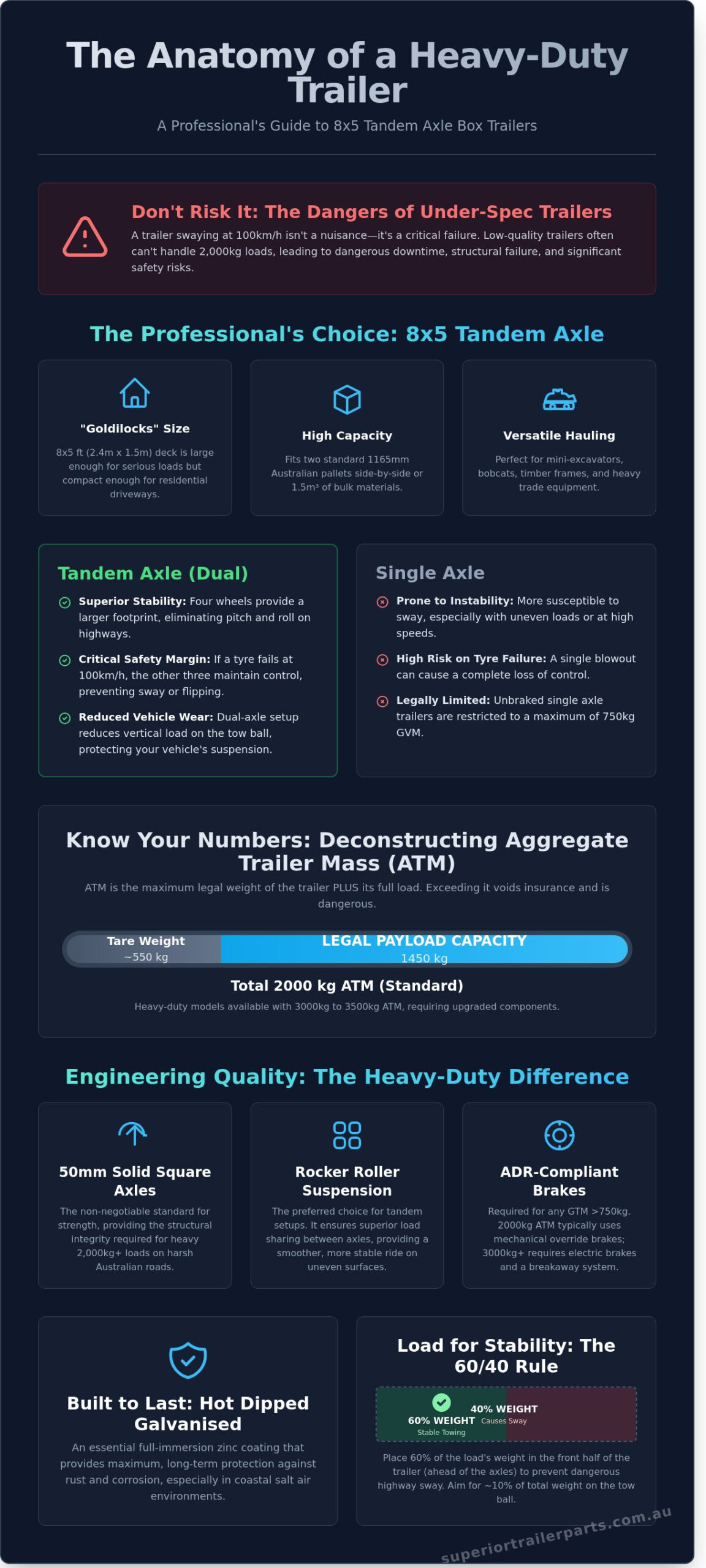 8x5 Tandem Axle Box Trailers: A Guide to Performance and Specifications