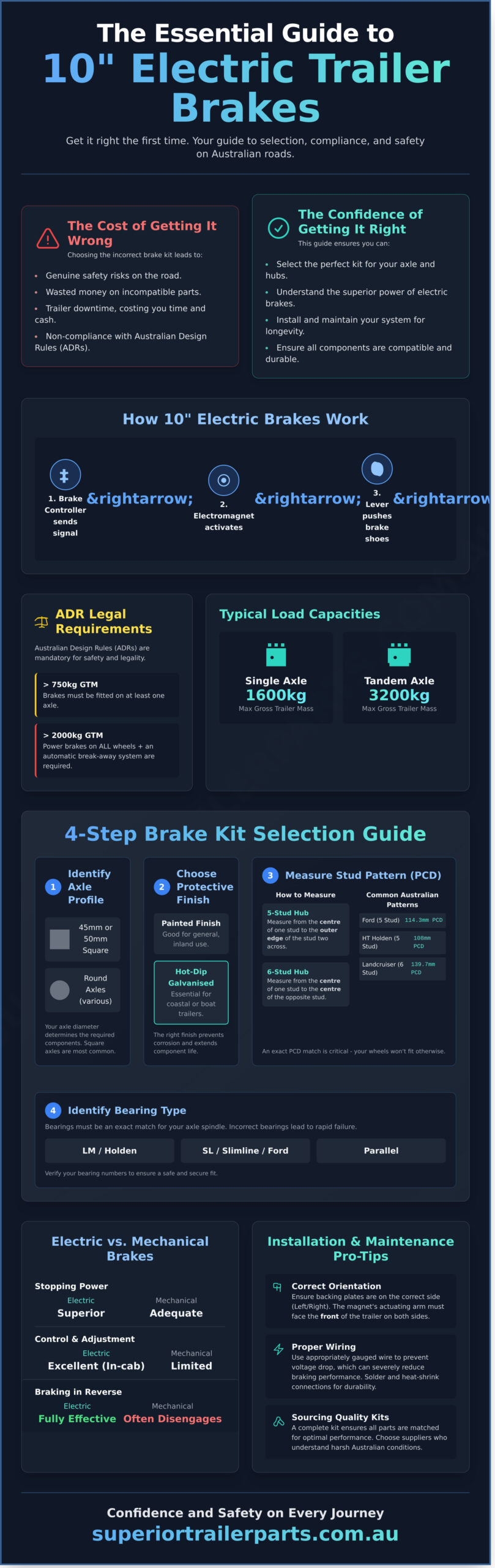 Essential Guide to 10 Inch Electric Brake Kits for Australian Trailers - Infographic