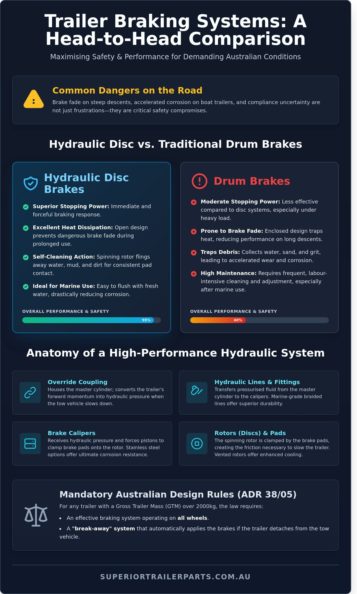 Hydraulic Disc Brake Kits: A Technical Overview for Australian Trailers - Infographic